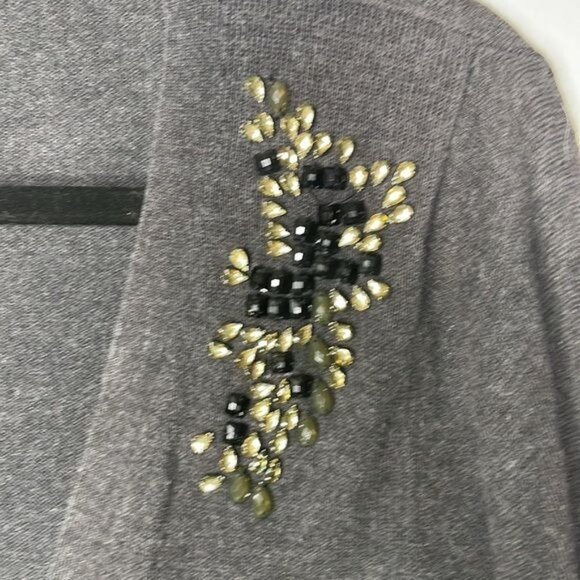 Gap Size S Charcoal Gray Cashmere Blend Embellished Rhinestone Brooch Cardigan - Picture 6 of 10